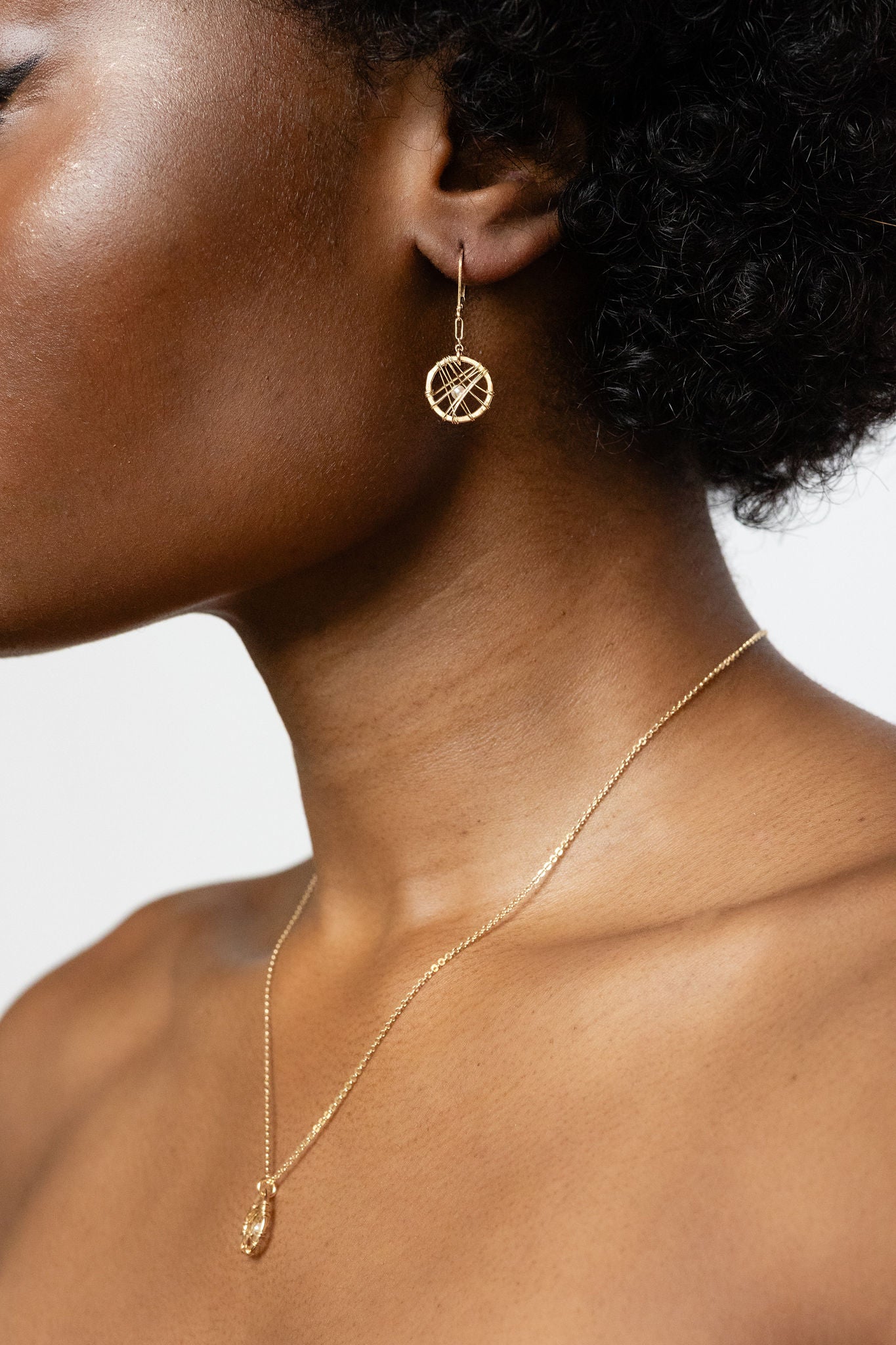 Petite Circle - Caged Pearl Earring Collection