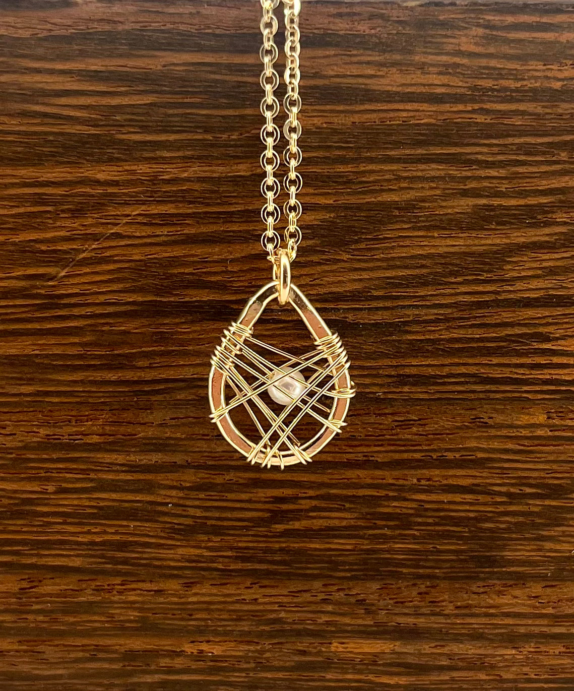 Petite Petal - Caged Pearl Necklace
