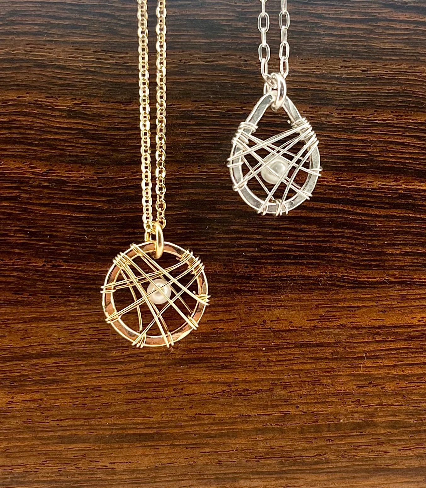 Petite Petal - Caged Pearl Necklace