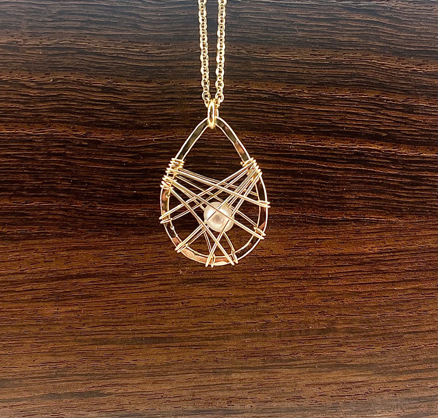 Medium Teardrop - Caged Pearl Pendant