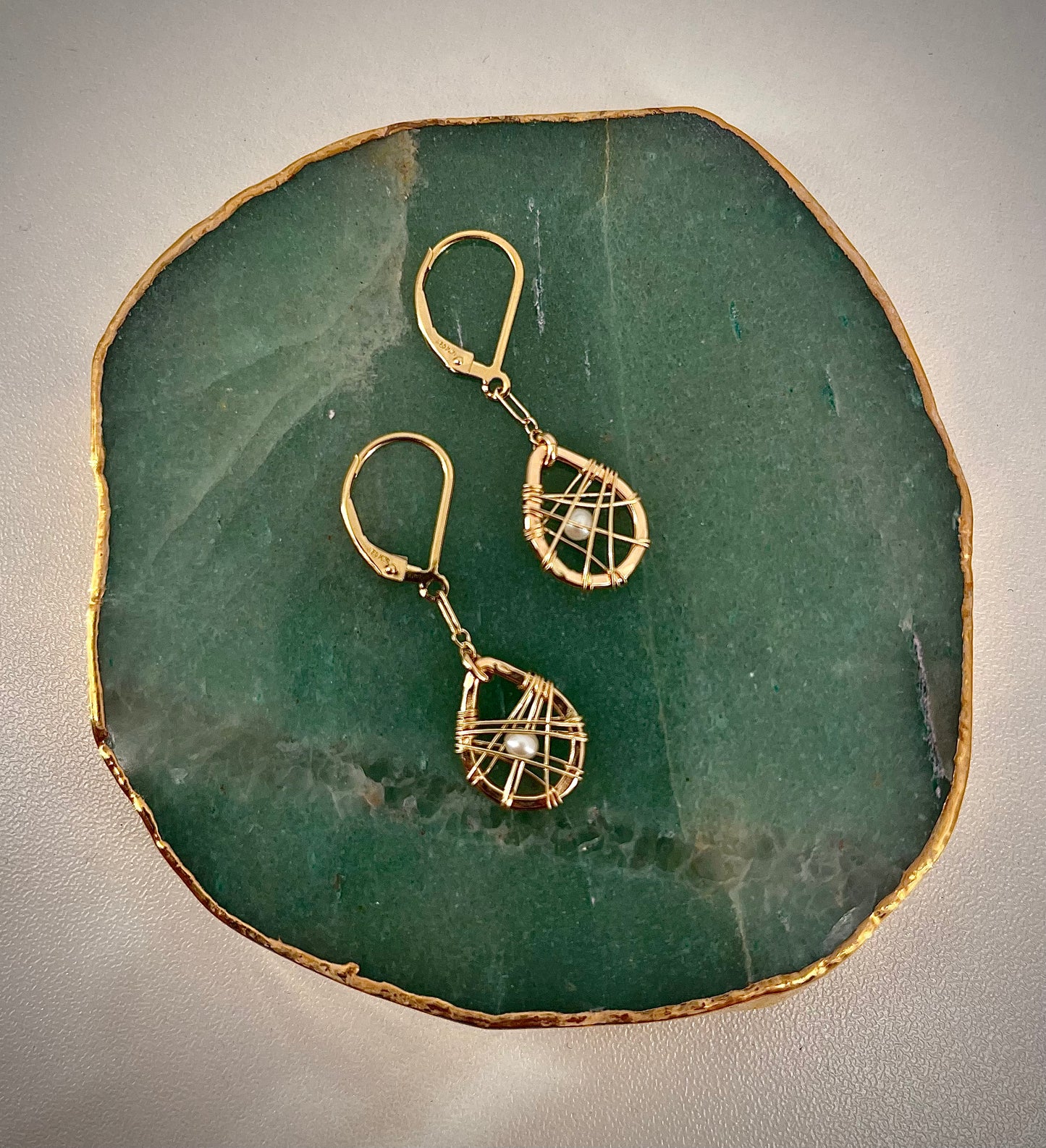 Petite Teardrop - Caged Pearl Earring Collection