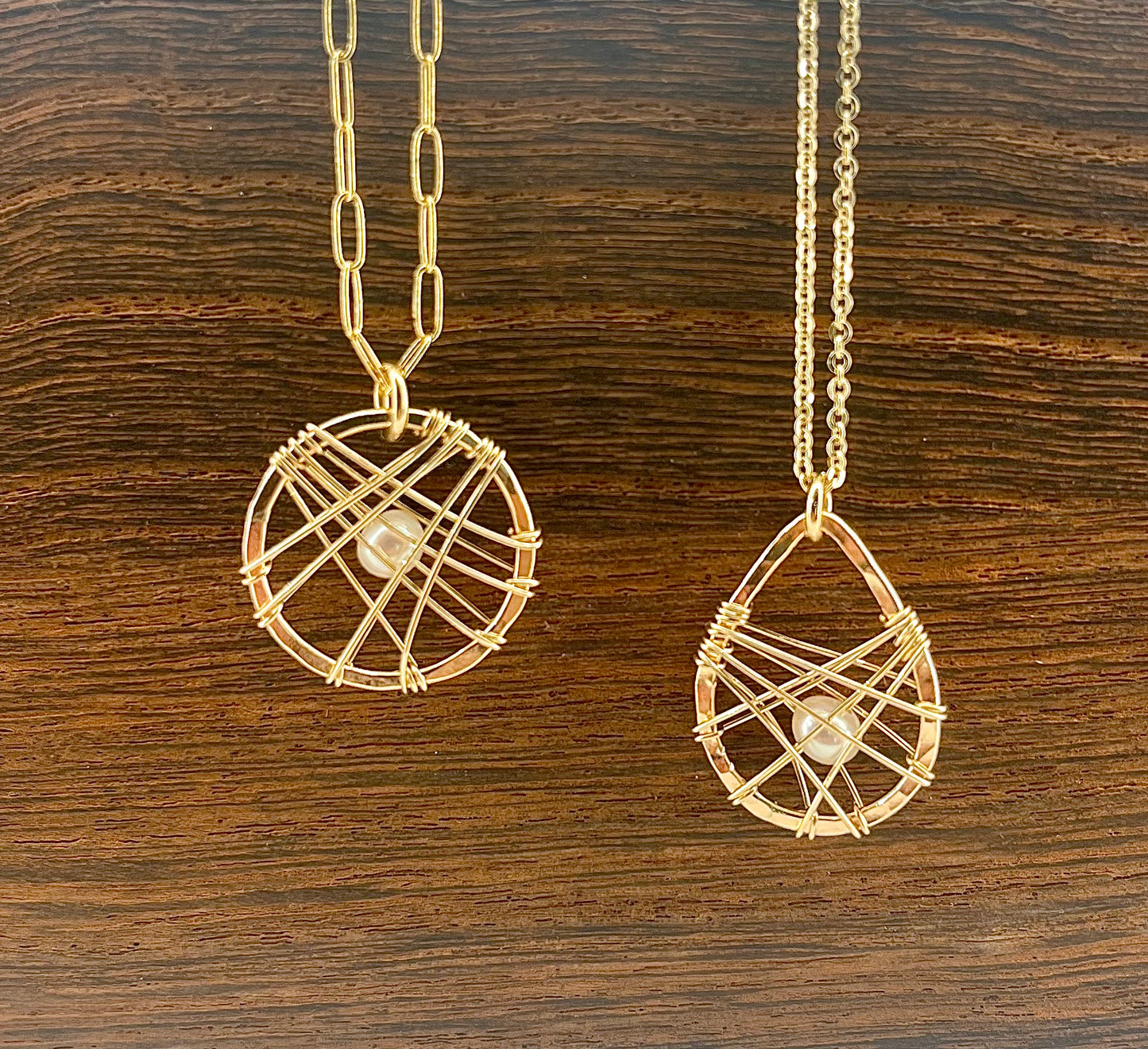 Medium Teardrop - Caged Pearl Pendant