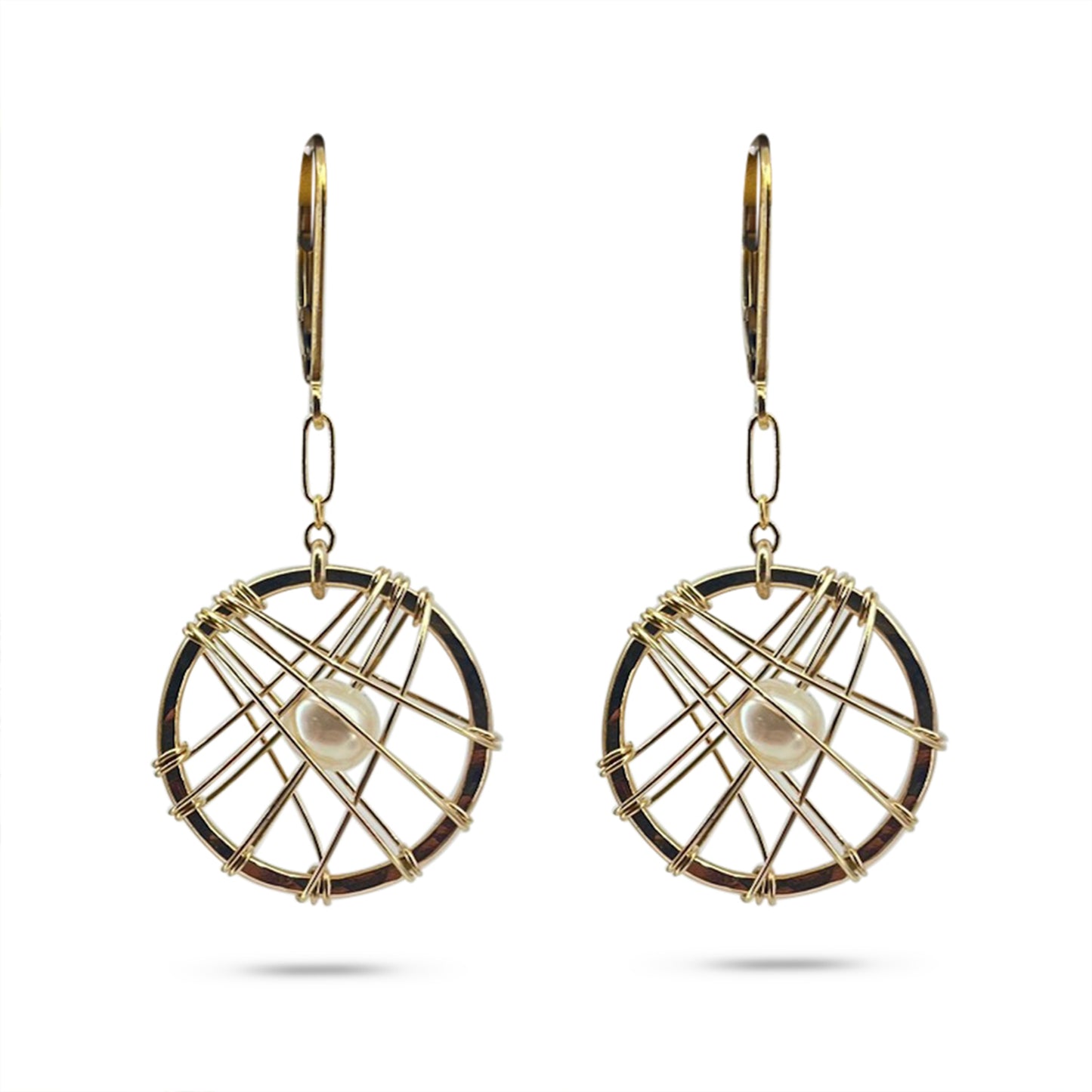 Petite Circle - Caged Pearl Earring Collection