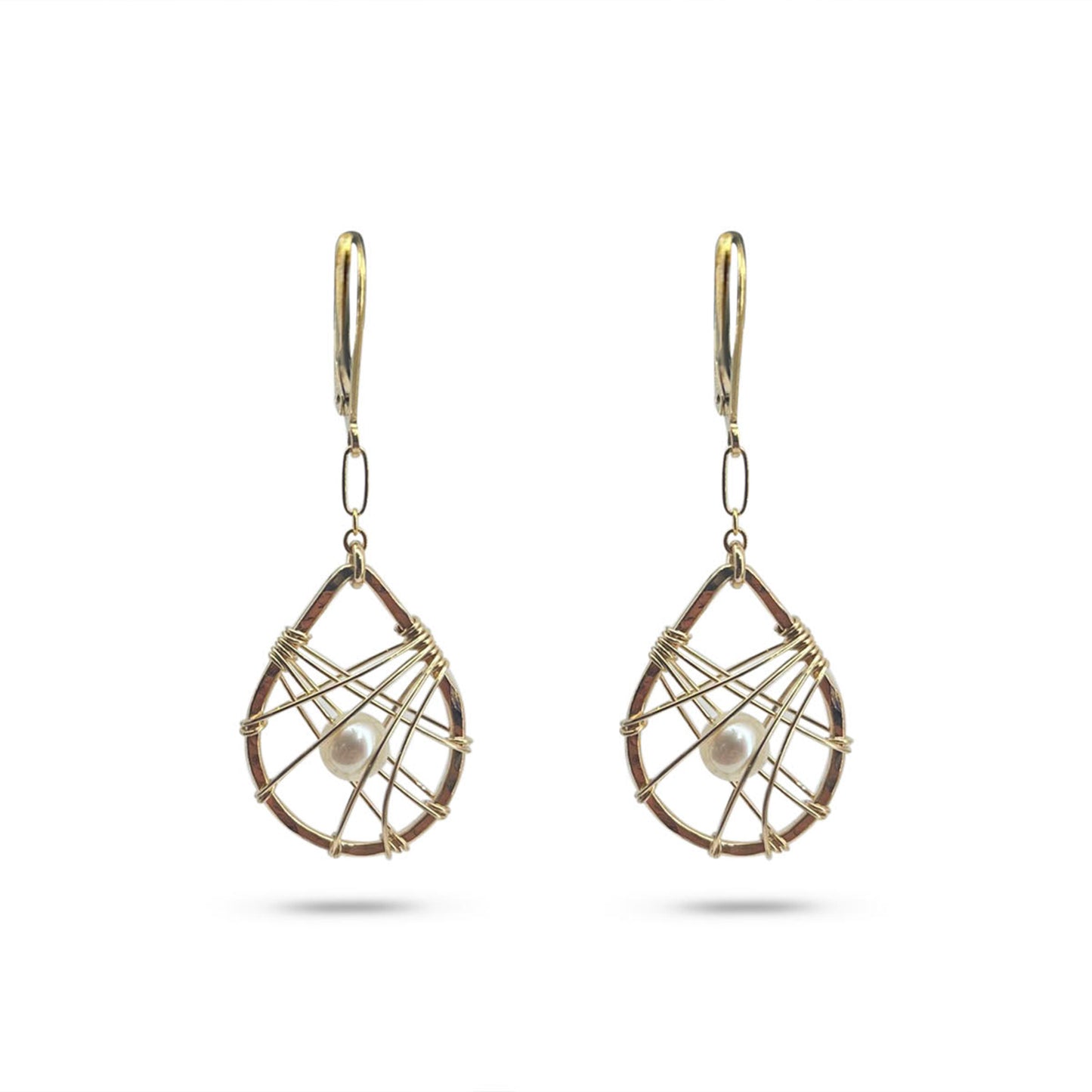 Large Teardrop - Caged Pearl Earring Collection