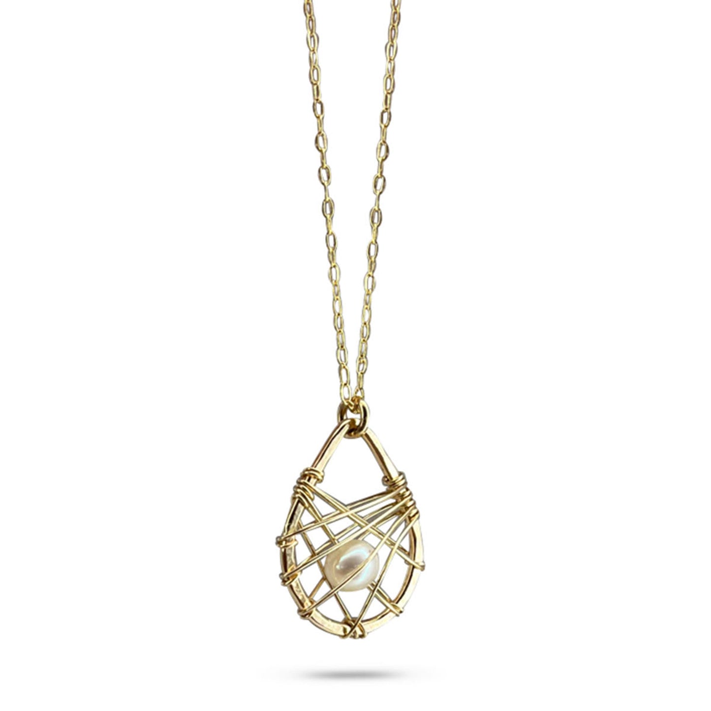 Medium Teardrop - Caged Pearl Pendant