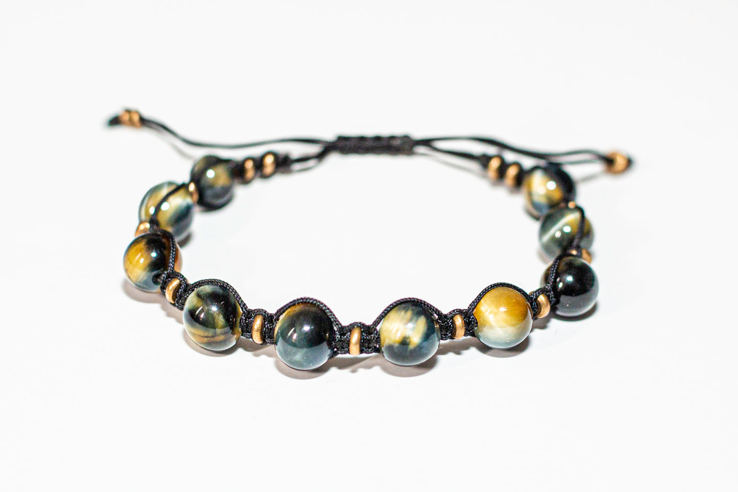 ADJUSTABLE STONE BRACELET- GOLDEN-BLUE TIGER’S EYE