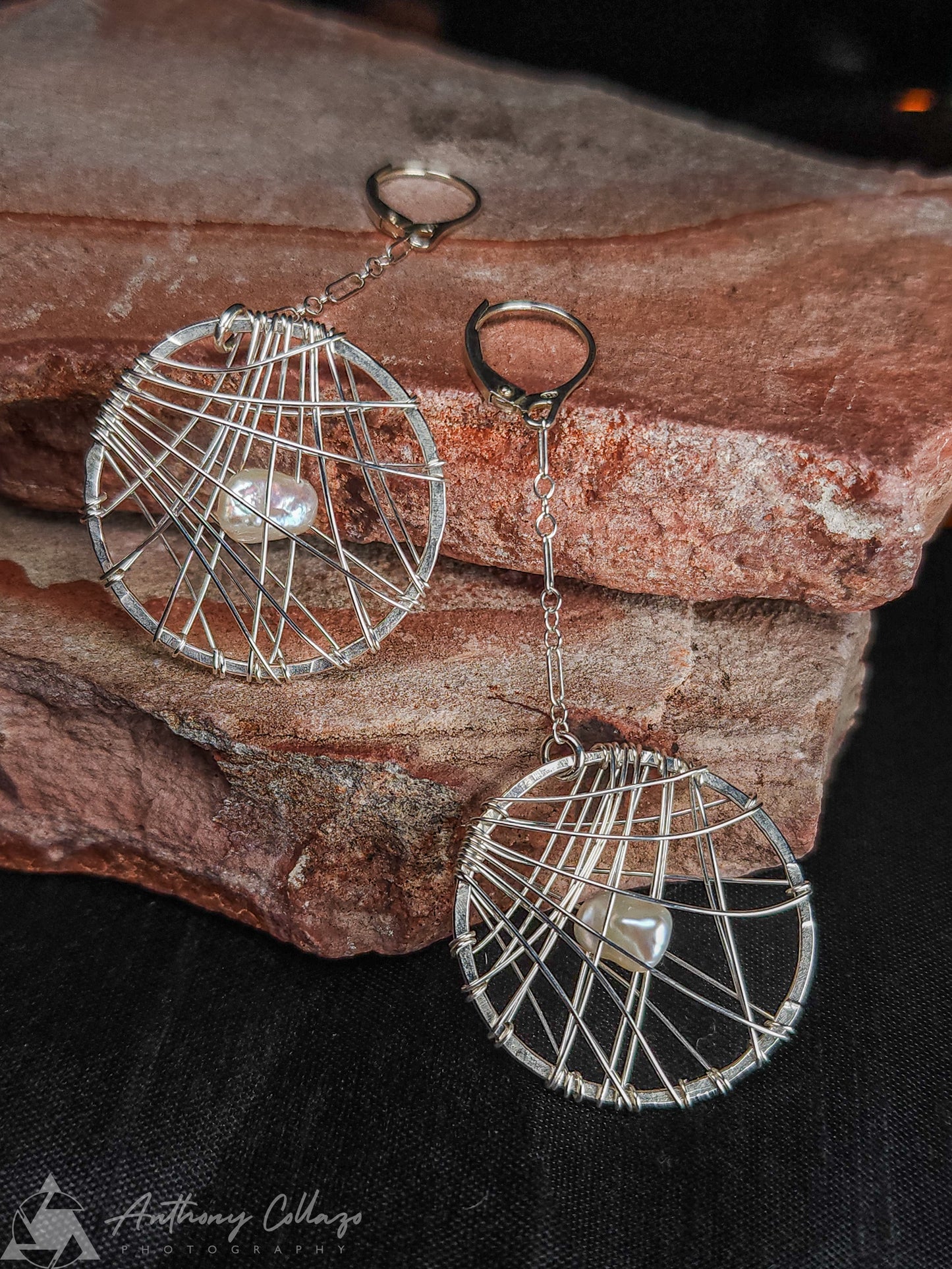 Large Circle - Caged Pearl Earring Collection