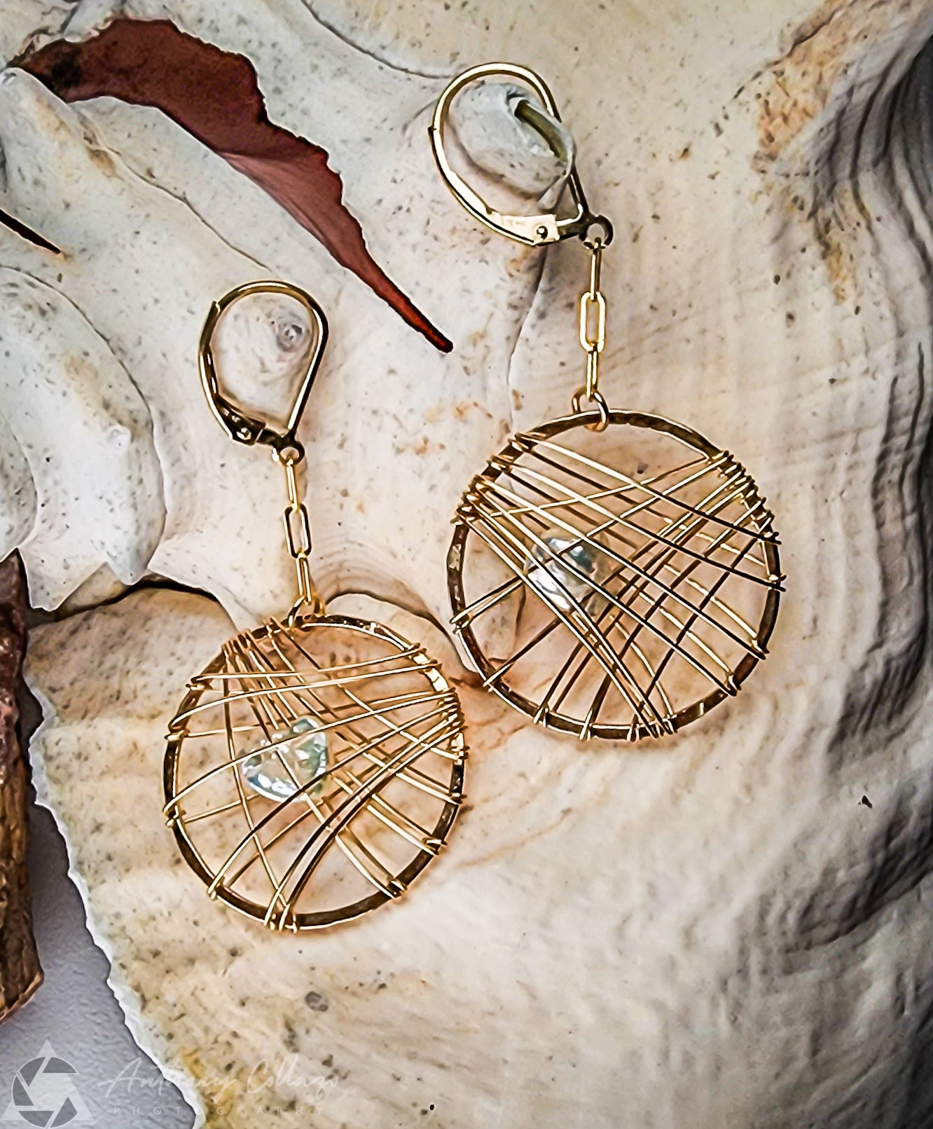 14k online Caged Pearl Earrings