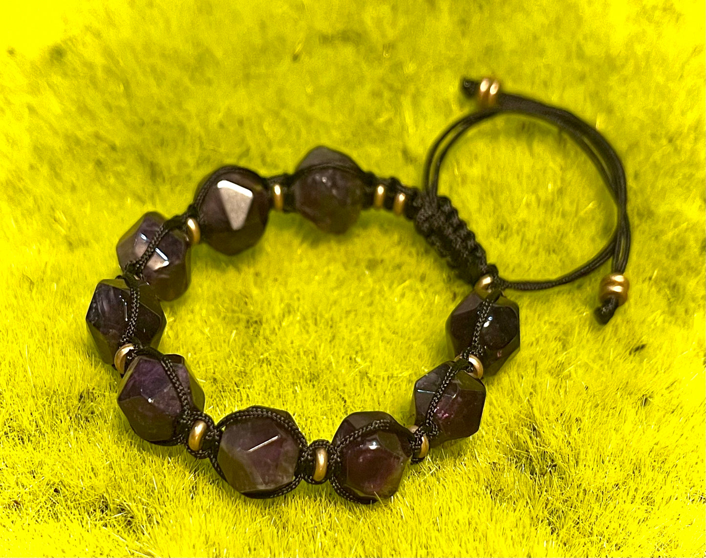 Faceted Amethyst - Adjustable Stone Bracelet