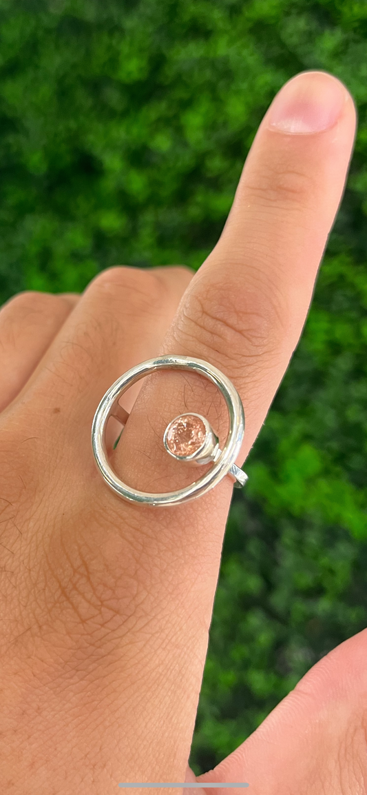 Orbit Ring- Natural Sunstone and Sterling