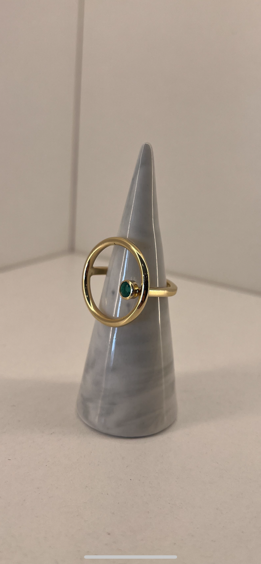 Orbit Ring- 14k gold and Emerald