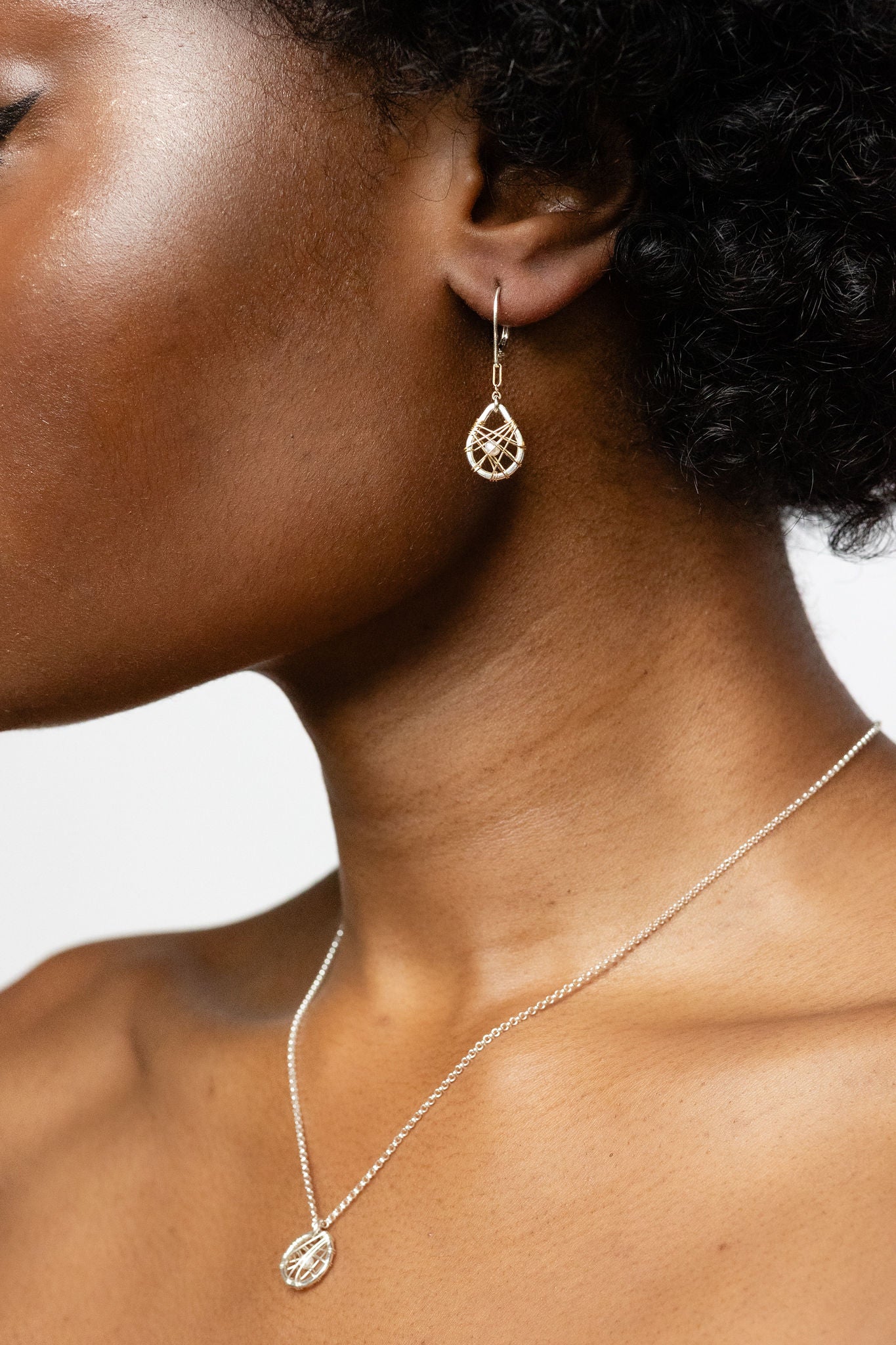 Petite Teardrop - Caged Pearl Earring Collection