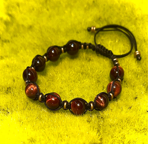 Red Tiger’s Eye - Adjustable Stone Bracelet