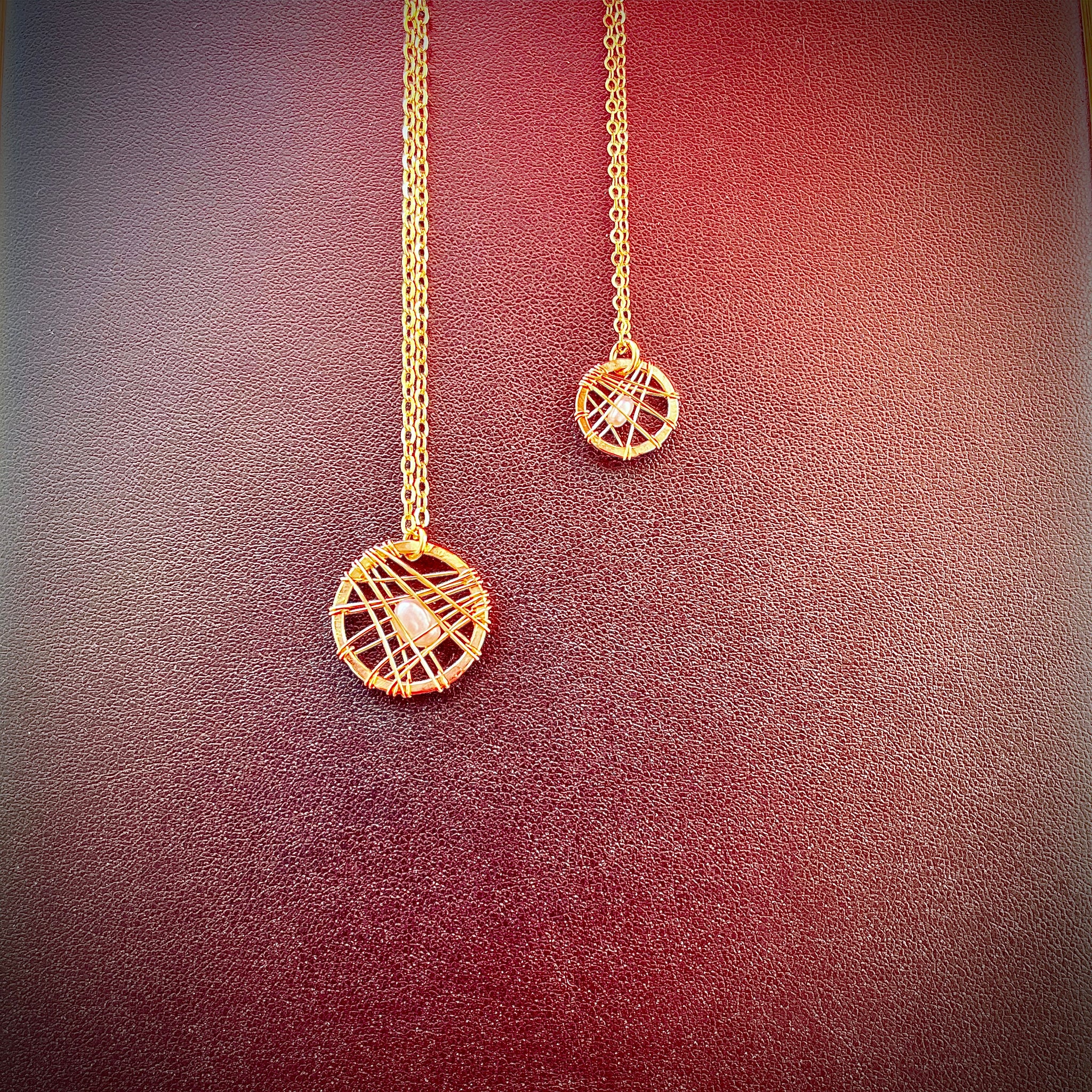 Medium Circle - Caged Pearl Pendant