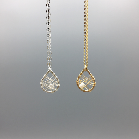 Petite Petal - Caged Pearl Necklace