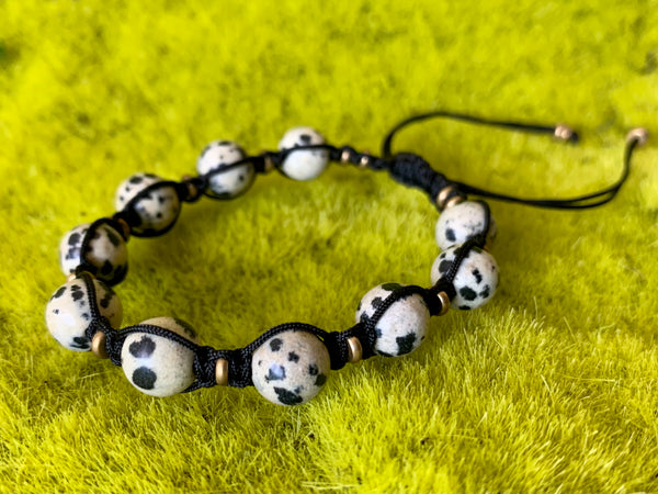Dalmatian Stone - Adjustable Stone Bracelet
