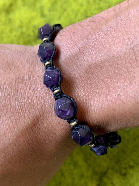 Faceted Amethyst - Adjustable Stone Bracelet