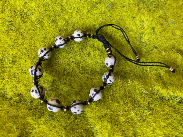 Dalmatian Stone - Adjustable Stone Bracelet